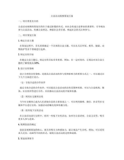 公益活动视频策划方案