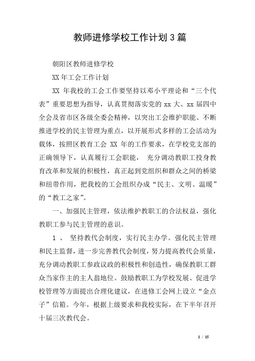 教师进修学校工作计划3篇