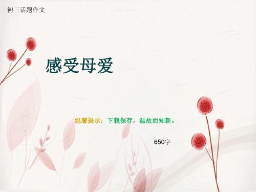 初三话题作文《感受母爱》650字(总9页PPT)