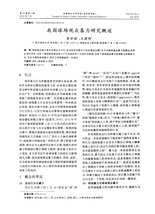 我国球场观众暴力研究概述