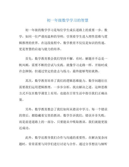 初一年级数学学习的智慧