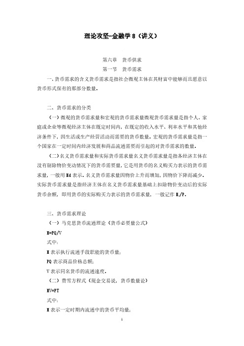 财会类专业知识金融学8(货币需求)