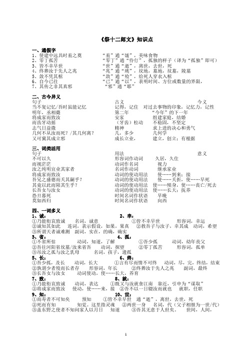 祭十二郎文知识点