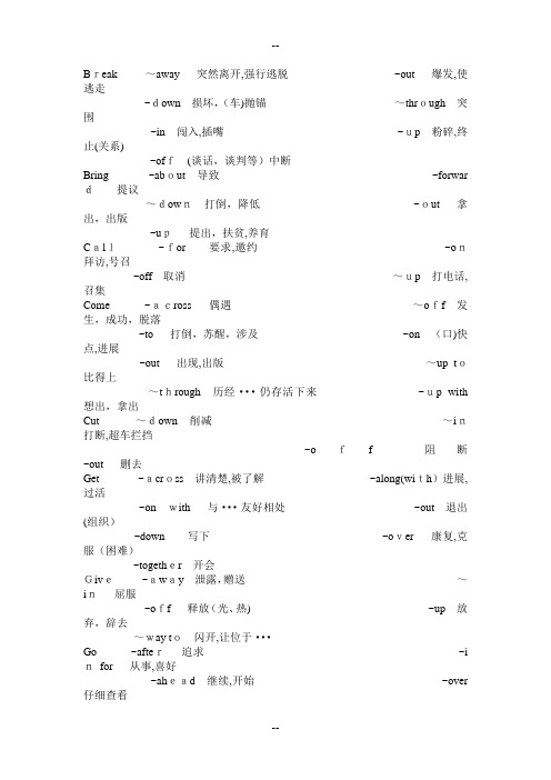 全国大学英语竞赛常见词组