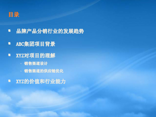 ABC集团销售渠道及供应链管理方案建议