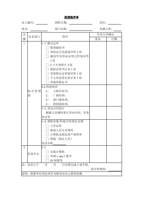 报到程序单