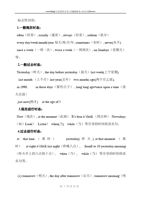 英语一般现在时-现在进行时-一般过去式-一般将来时综合对比练习