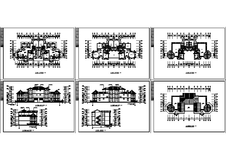 某三层中式别墅型办公楼建筑全套施工设计cad图纸
