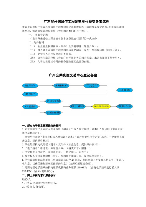 广东省外来通信工程参建单位提交备案流程