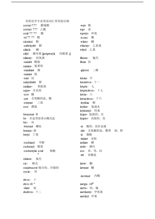 有机化学专业英语词汇常用前后词缀.doc