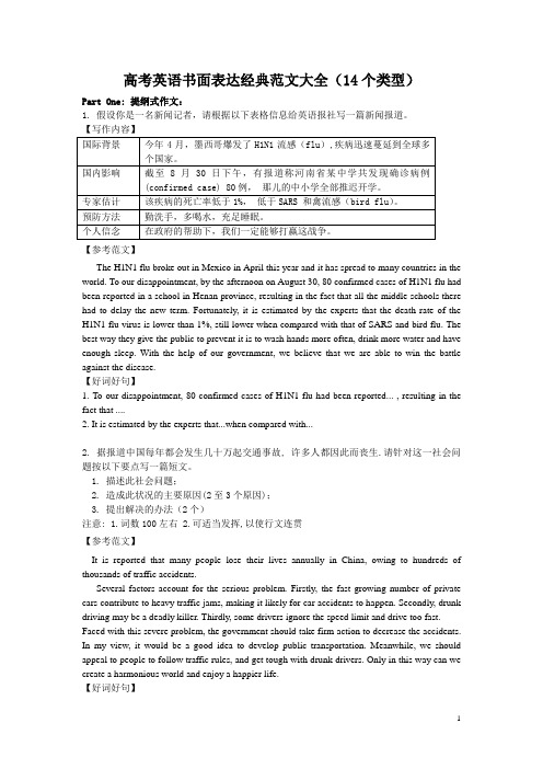 高考英语书面表达(写作)经典范文大全(14个类型)