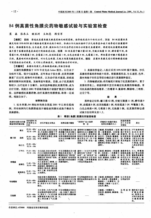 真菌性角膜炎药物敏感试验与实验室检查