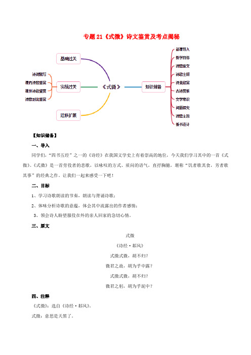 2020年八年级语文下册古诗词《式微》诗文鉴赏及考点新人教版