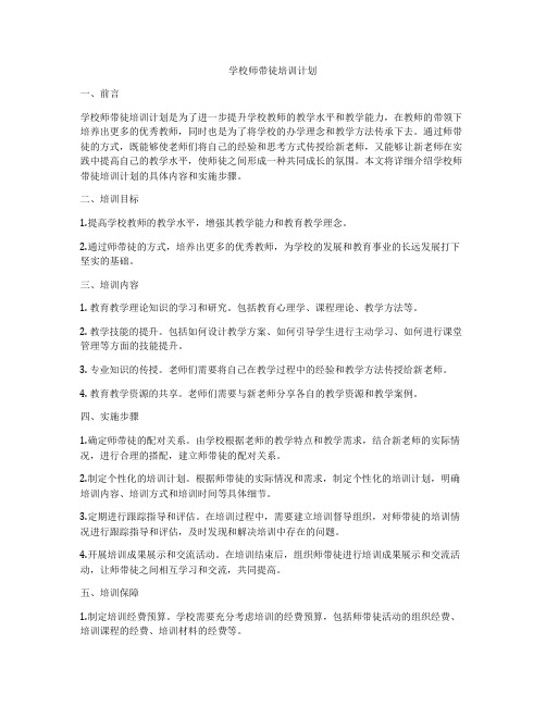 学校师带徒培训计划