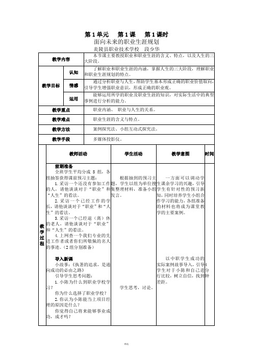 职业生涯规划全册教案
