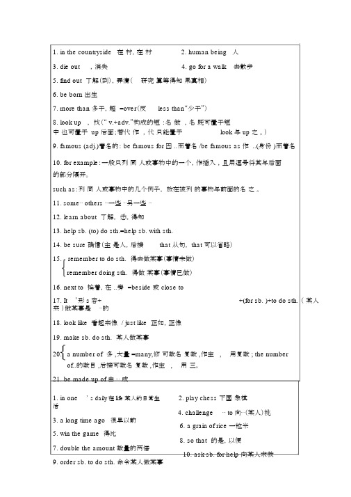 沪教版英语八年级上册1-4单元知识点复习.docx