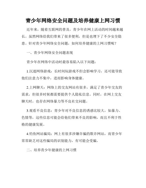 青少年网络安全问题及培养健康上网习惯