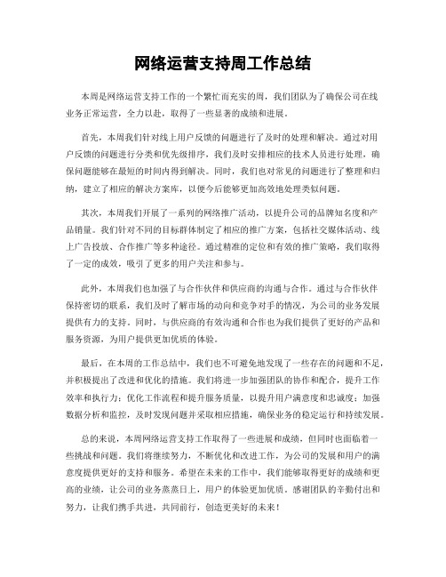 网络运营支持周工作总结