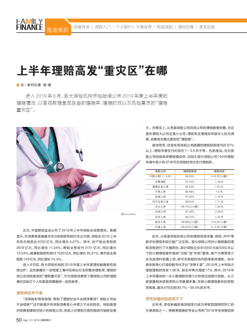 上半年理赔高发“重灾区”在哪