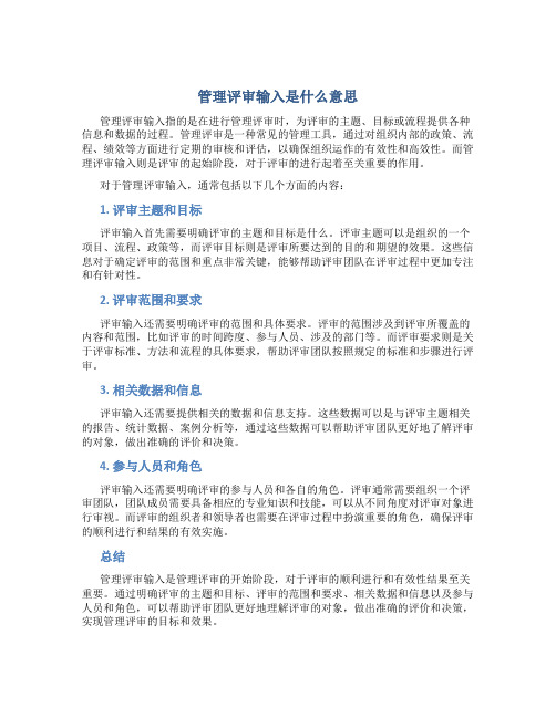 管理评审输入是什么意思