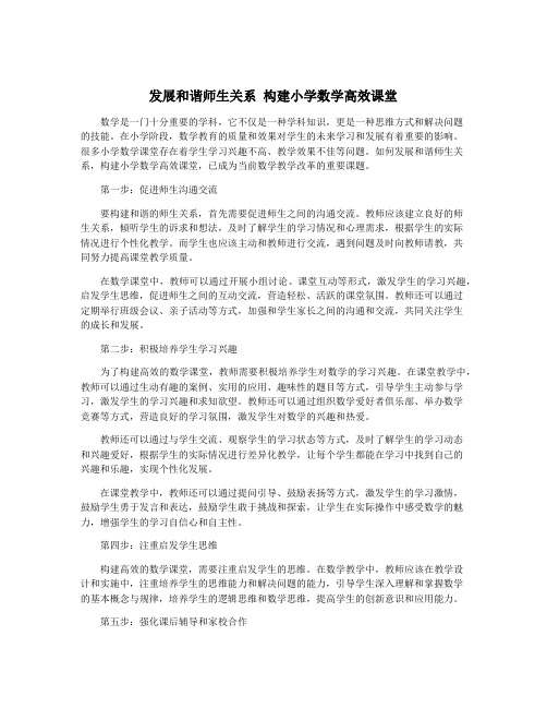 发展和谐师生关系 构建小学数学高效课堂