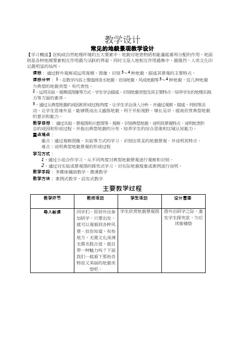 高中地理《常见的地貌景观》优质课教案、教学设计