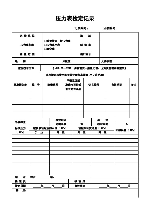 压力表检定记录1