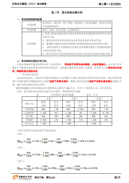 【实用文档】资本结构的影响因素资本结构决策的分析方法