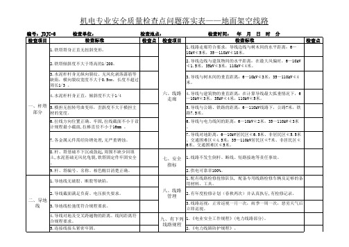 煤矿地面架空线路安全检查表