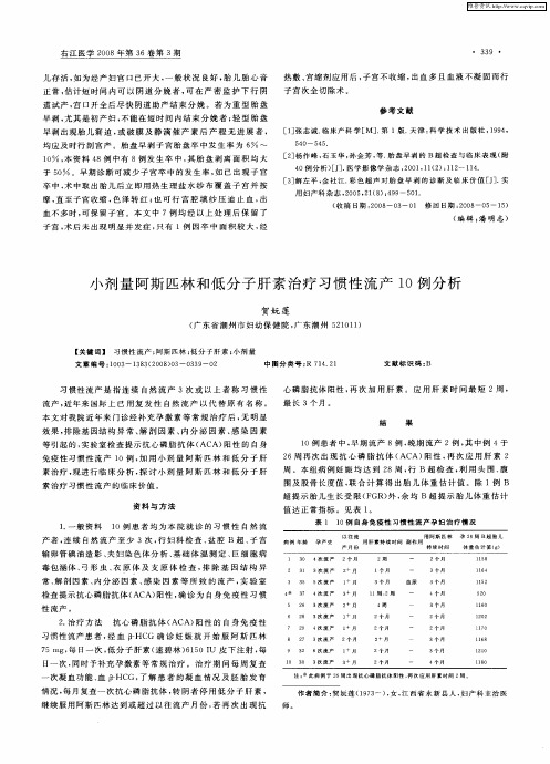 小剂量阿斯匹林和低分子肝素治疗习惯性流产10例分析