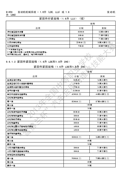 发动机机械系统1.6L(LDE)