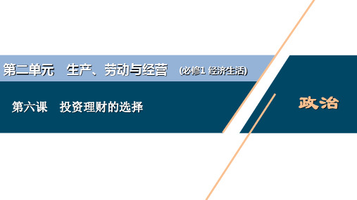 新高中政治高考2021年高考政治一轮复习(新高考版)  第2部分  第2单元 第6课 投资理财的选择