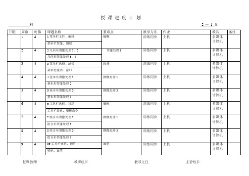 PS授课进度计划ps