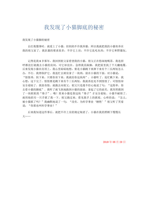 小学记叙文 我发现了小猫脚底的秘密-精品