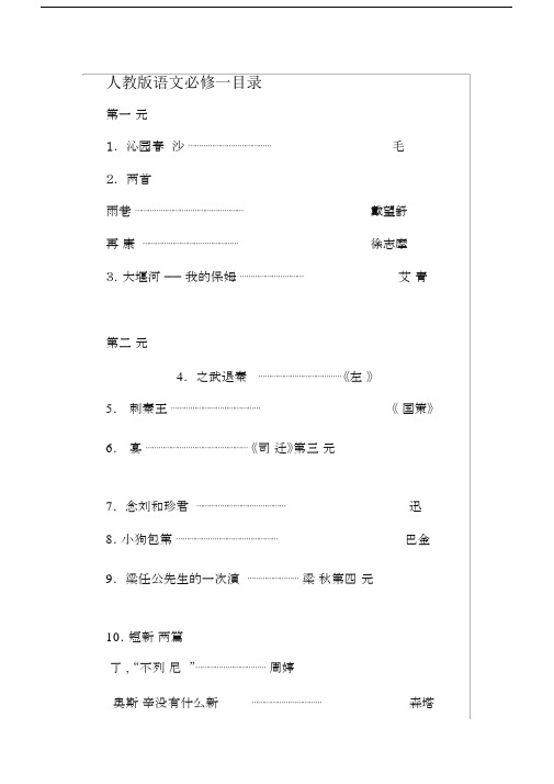 (完整版)人教版高中语文必修课目录.docx