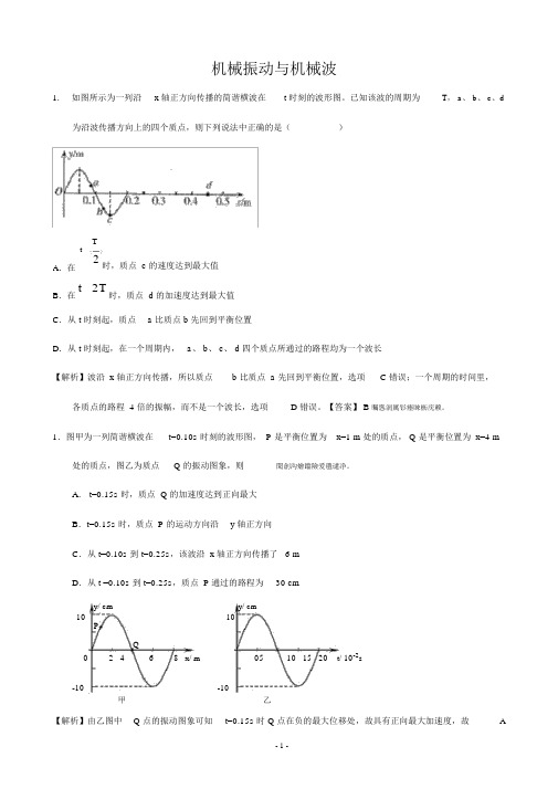 全国高中物理机械波试题及详细解析