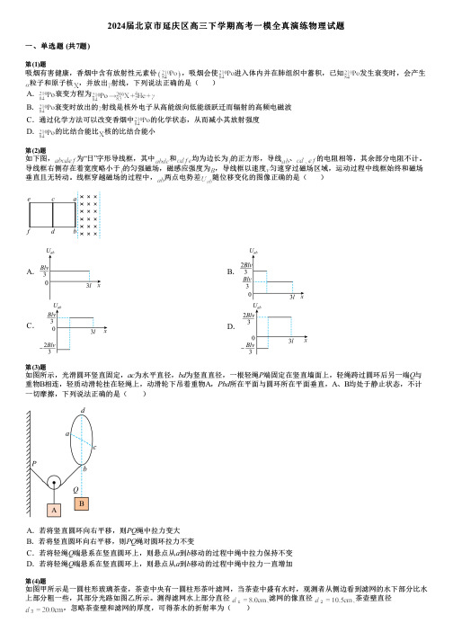 2024届北京市延庆区高三下学期高考一模全真演练物理试题