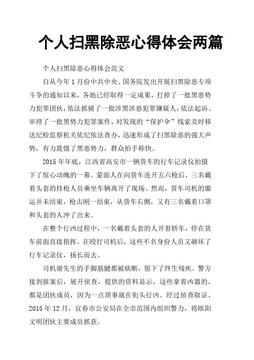 个人扫黑除恶心得体会两篇