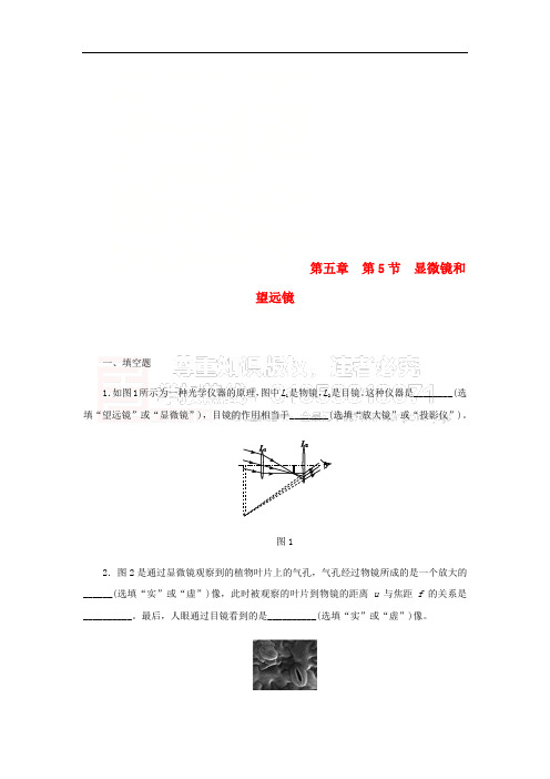 2018年八年级物理上册 第五章 第五节 显微镜和望远镜练习 (新版)新人教版