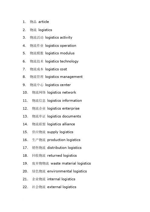 物流术语英文缩写