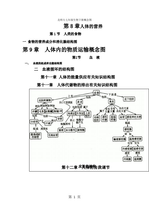 北师大版七年级生物下册概念图