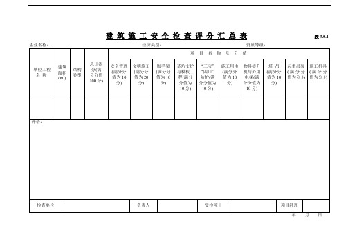 《建筑施工安全检查标准》(JGJ59-99)全套表格19页word文档