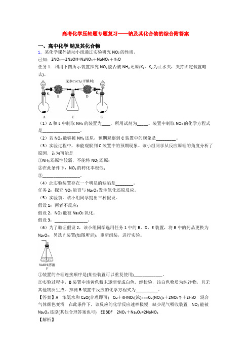 高考化学压轴题专题复习——钠及其化合物的综合附答案