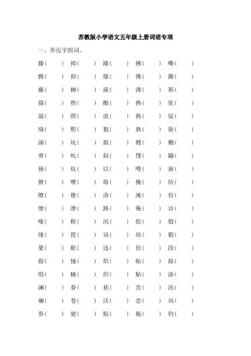 苏教版五年级语文上册 词语专项【新版】