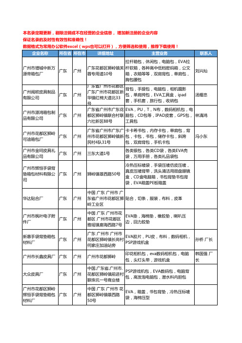 2020新版广东省广州EVA工商企业公司名录名单黄页联系方式大全177家