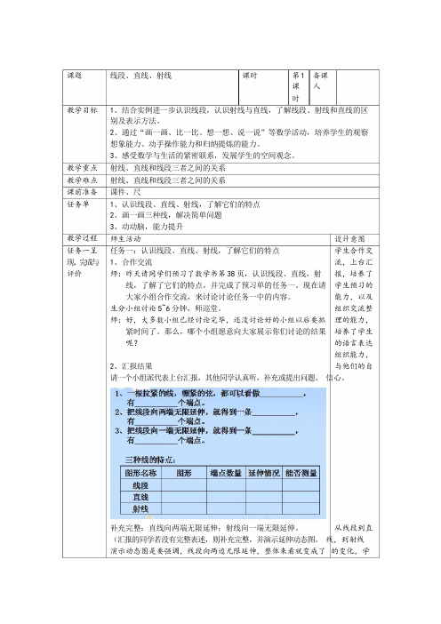 小学数学《线段、直线、射线》精品教案设计