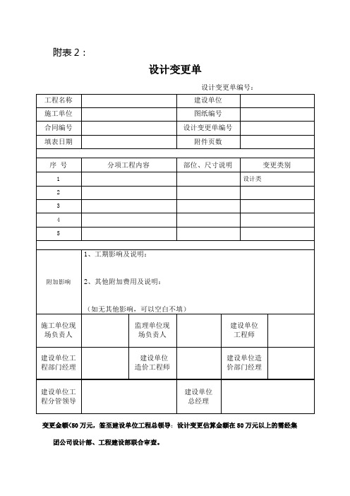 设计变更表