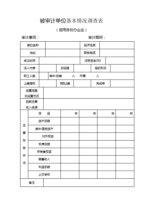 被审计单位基本情况调查表