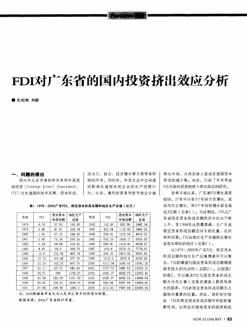 FDI对广东省的国内投资挤出效应分析