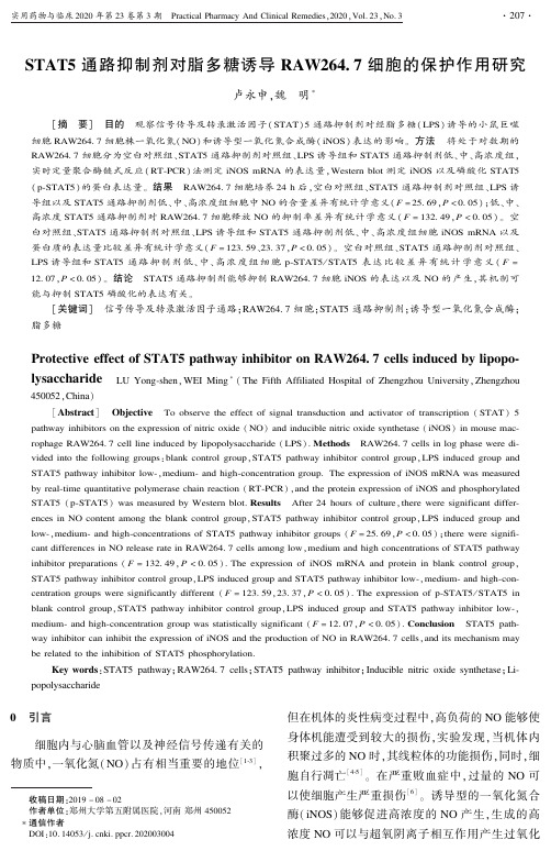 STAT5通路抑制剂对脂多糖诱导RAW264.7细胞的保护作用研究